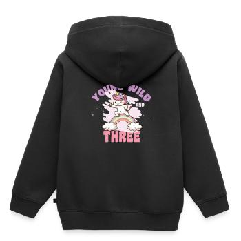 Young Wild And Three 3.Geburtstag Einhorn Geschenk - Kinder Premium Organic Hoodie - Schwarz - Hinten - AI Model Kid Male (0cm)