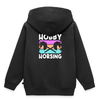 Hobby Horse Retro Grafik Steckenpferde Reiten Tren - Kinder Premium Organic Hoodie - Schwarz - Hinten - AI Model Kid Male (0cm)