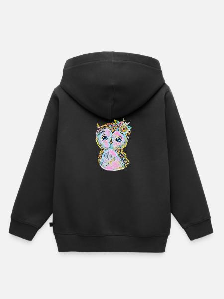 Eule - Kinder Premium Organic Hoodie - Schwarz
