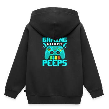 Gaming Quote Gaming avec My Peeps Gaming - Sweat Premium à capuche enfant bio - noir - Dos - AI Model Kid Male (0cm)