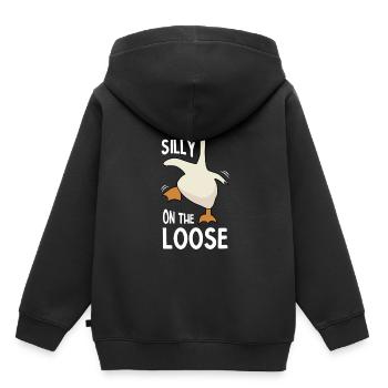 Dumme Gans - Kinder Premium Organic Hoodie - Schwarz - Hinten - AI Model Kid Male (0cm)