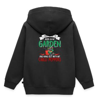 Légumes de jardinage Vegan Pepperoni Pepperoni - Sweat Premium à capuche enfant bio - noir - Dos - AI Model Kid Male (0cm)