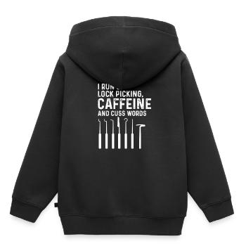 Lock picking Kaffee und Schimpfwörter Design - Kinder Premium Organic Hoodie - Schwarz - Hinten - AI Model Kid Male (0cm)