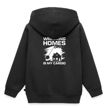 Démolition et rénovation de maisons - Sweat Premium à capuche enfant bio - noir - Dos - AI Model Kid Male (0cm)