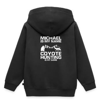Conception de coyote pour les réacteurs de coyote - Sweat Premium à capuche enfant bio - noir - Dos - AI Model Kid Male (0cm)