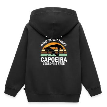 Capoeira pour arts martiaux mixtes et kickboxing - Sweat Premium à capuche enfant bio - noir - Dos - AI Model Kid Male (0cm)
