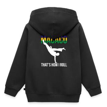Capoeira pour arts martiaux mixtes et kickboxing - Sweat Premium à capuche enfant bio - noir - Dos - AI Model Kid Male (0cm)