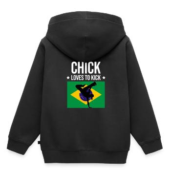Capoeira pour arts martiaux mixtes et kickboxing - Sweat Premium à capuche enfant bio - noir - Dos - AI Model Kid Male (0cm)