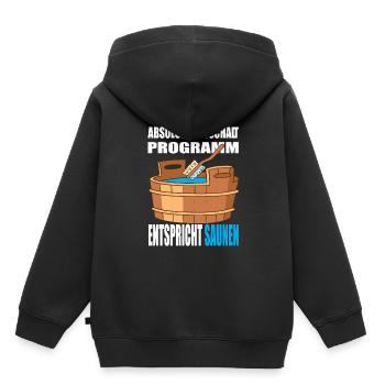Absolutes abschalt Programm entspricht Saunen - Kinder Premium Organic Hoodie - Schwarz - Hinten - AI Model Kid Male (0cm)