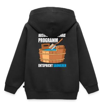 Absolutes abschalt Programm entspricht Saunieren - Kinder Premium Organic Hoodie - Schwarz - Hinten - AI Model Kid Male (0cm)