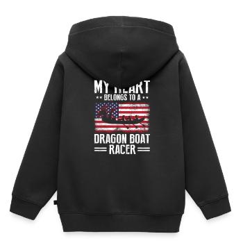 Thème de bateau-dragon pour pagayer en bateau-dragon - Sweat Premium à capuche enfant bio - noir - Dos - AI Model Kid Male (0cm)