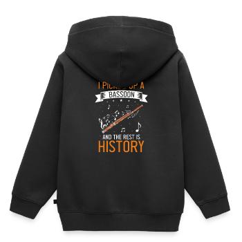 Instrument à vent en bois et instrument à vent basson - Sweat Premium à capuche enfant bio - noir - Dos - AI Model Kid Male (0cm)