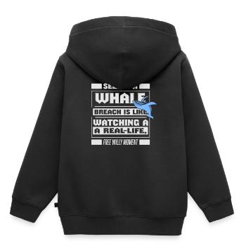 Rorqual bleu pour béluga et mammifères marins - Sweat Premium à capuche enfant bio - noir - Dos - AI Model Kid Male (0cm)
