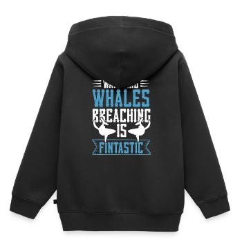 Rorqual bleu pour béluga et mammifères marins - Sweat Premium à capuche enfant bio - noir - Dos - AI Model Kid Male (0cm)