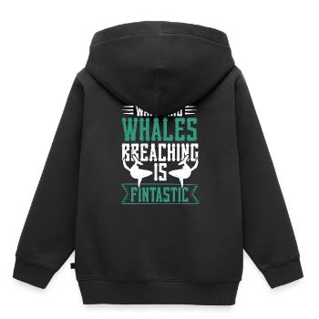 Conception d’un béluga pour les mammifères marins et les orques - Sweat Premium à capuche enfant bio - noir - Dos - AI Model Kid Male (0cm)