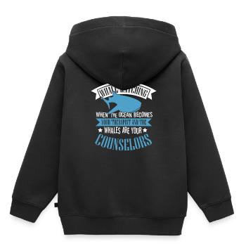 Rorqual bleu pour béluga et mammifères marins - Sweat Premium à capuche enfant bio - noir - Dos - AI Model Kid Male (0cm)