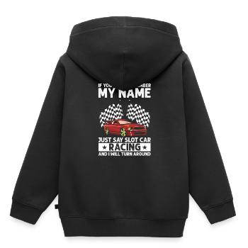Slot Car Racetrack Quote for Vintage Track Slot - Kids Premium Organic Hoodie - black - Back - AI Model Kid Male (0cm)
