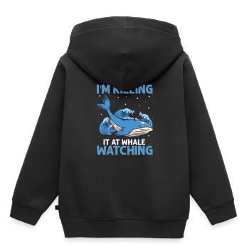 Meeressäuger für Orca-Beobachtung und Buckelwal - Kinder Premium Organic Hoodie - Schwarz - Hinten - AI Model Kid Male (0cm)