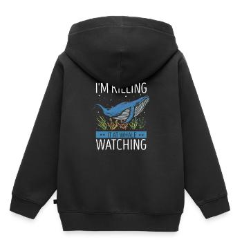 Orca Beobachtung für Buckelwale und Meerwale - Kinder Premium Organic Hoodie - Schwarz - Hinten - AI Model Kid Male (0cm)