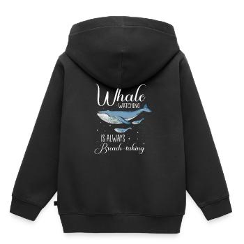 Orca Beobachtung für Buckelwale und Meerwale - Kinder Premium Organic Hoodie - Schwarz - Hinten - AI Model Kid Male (0cm)