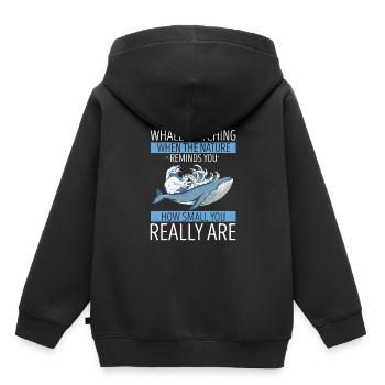 Orca Beobachtung für Buckelwale und Meerwale - Kinder Premium Organic Hoodie - Schwarz - Hinten - AI Model Kid Male (0cm)