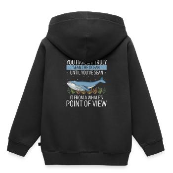 Meeressäuger für Orca-Beobachtung und Buckelwal - Kinder Premium Organic Hoodie - Schwarz - Hinten - AI Model Kid Male (0cm)