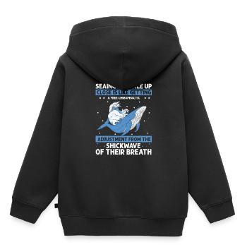 Orca Beobachtung für Buckelwale und Meerwale - Kinder Premium Organic Hoodie - Schwarz - Hinten - AI Model Kid Male (0cm)