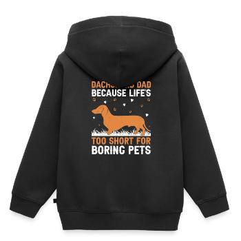 Dackelvater, weil das Leben zu kurz für Langeweile ist - Kinder Premium Organic Hoodie - Schwarz - Hinten - AI Model Kid Male (0cm)