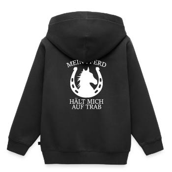 Mein Pferd hält mich auf Trab - Kinder Premium Organic Hoodie - Schwarz - Hinten - AI Model Kid Male (0cm)