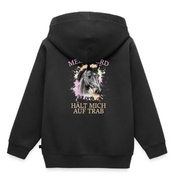 Mein Pferd hält mich auf Trab - Kinder Premium Organic Hoodie - Schwarz - Hinten - AI Model Kid Male (0cm)