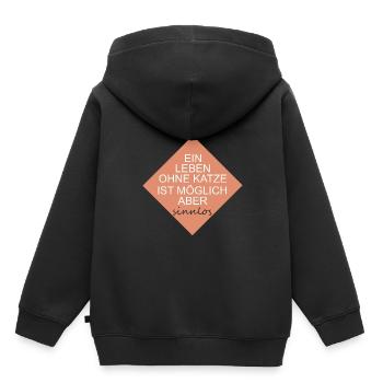 Ein Leben ohne Katze ist möglich aber sinnlos - Kinder Premium Organic Hoodie - Schwarz - Hinten - AI Model Kid Male (0cm)