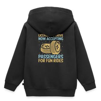 Permis de conduire passé Nouveau permis de conduire S - Sweat Premium à capuche enfant bio - noir - Dos - AI Model Kid Male (0cm)