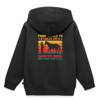 Quarter Horse Américain Équitation Horse Lover Hors - Sweat Premium à capuche enfant bio - noir - Dos - AI Model Kid Male (0cm)