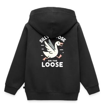 Silly Goose at the Loose Meme - Kids Premium Organic Hoodie - black - Back - AI Model Kid Male (0cm)