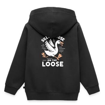 Silly Goose at the Loose Meme - Kids Premium Organic Hoodie - black - Back - AI Model Kid Male (0cm)