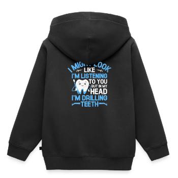 Mais dans ma tête, je perce des dents dentiste dentaire D - Sweat Premium à capuche enfant bio - noir - Dos - AI Model Kid Male (0cm)