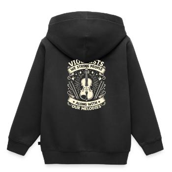 Violonistes, nous cordons les gens avec notre mélodie - Sweat Premium à capuche enfant bio - noir - Dos - AI Model Kid Male (0cm)