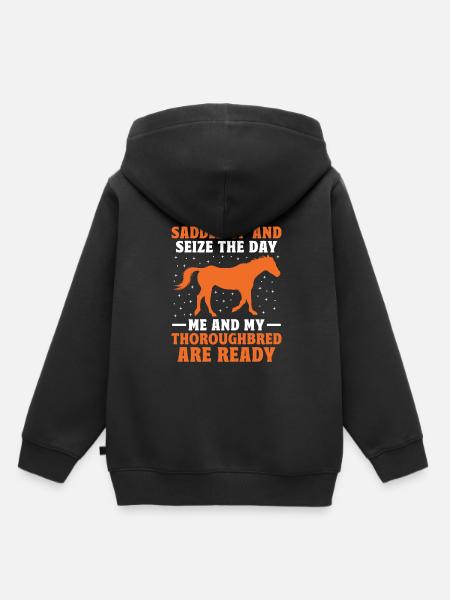 Vollblut Pferderennen Reiten Reiterpferde - Kinder Premium Organic Hoodie - Schwarz