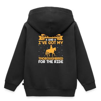 Vollblut Pferderennen Reiten Reiterpferde - Kinder Premium Organic Hoodie - Schwarz - Hinten - AI Model Kid Male (0cm)