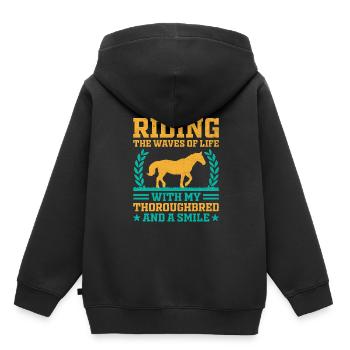 Vollblut Pferderennen Reiten Reiterpferde - Kinder Premium Organic Hoodie - Schwarz - Hinten - AI Model Kid Male (0cm)