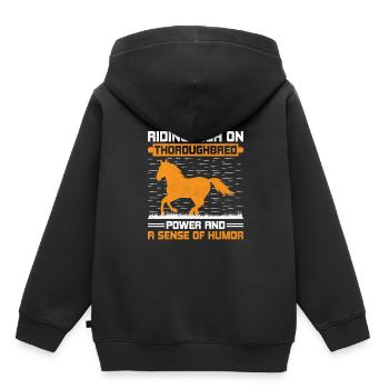 Vollblut Pferderennen Reiten Reiterpferde - Kinder Premium Organic Hoodie - Schwarz - Hinten - AI Model Kid Male (0cm)