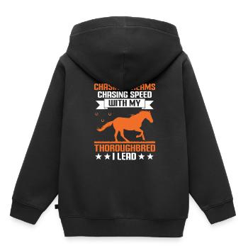 Vollblut Pferderennen Reiten Reiterpferde - Kinder Premium Organic Hoodie - Schwarz - Hinten - AI Model Kid Male (0cm)