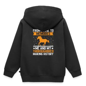 Courses de chevaux pur-sang Équitation Chevaux équestres - Sweat Premium à capuche enfant bio - noir - Dos - AI Model Kid Male (0cm)