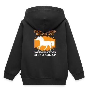 Vollblut Pferderennen Reiten Reiterpferde - Kinder Premium Organic Hoodie - Schwarz - Hinten - AI Model Kid Male (0cm)