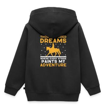 Vollblut Pferderennen Reiten Reiterpferde - Kinder Premium Organic Hoodie - Schwarz - Hinten - AI Model Kid Male (0cm)