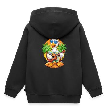 Drôle Cygne Dessin Animé Plage D’été Lunettes De Soleil Guitare - Sweat Premium à capuche enfant bio - noir - Dos - AI Model Kid Male (0cm)