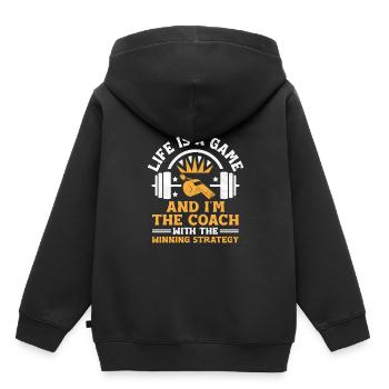 Professeur d’éducation physique Professeurs d’éducation physique École Spor - Sweat Premium à capuche enfant bio - noir - Dos - AI Model Kid Male (0cm)