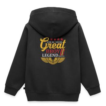 Style urbain Grande légende Bboy - Sweat Premium à capuche enfant bio - noir - Dos - AI Model Kid Male (0cm)