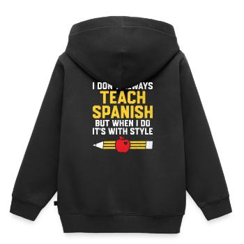 Professeur de langues étrangères École Professeurs de langues - Sweat Premium à capuche enfant bio - noir - Dos - AI Model Kid Male (0cm)