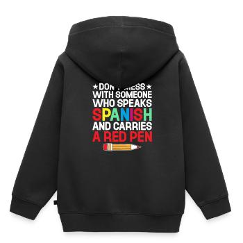 Professeur de langues étrangères École Professeurs de langues - Sweat Premium à capuche enfant bio - noir - Dos - AI Model Kid Male (0cm)